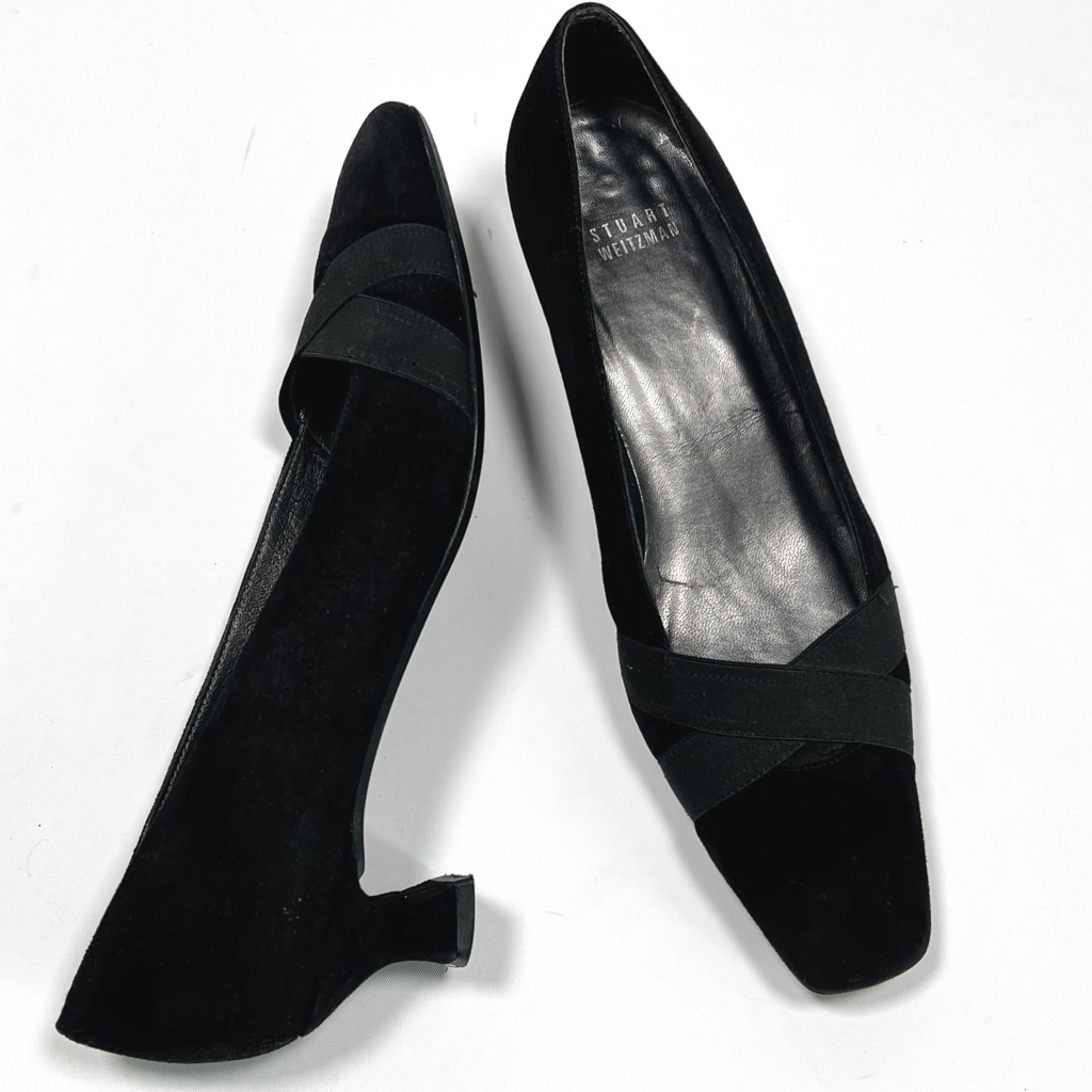 Women's Stuart Weitzman Heels Size 8.5 M Black Suede Minimalistic